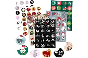 KOHMUI Adventskalender Zahlen Aufkleber, 6 x 24 Adventskalenderzahlen Sticker Set für Weihnachten Kalender zum selber basteln und Verzieren, Adventszahlen Geschenkaufkleber Etiketten selbstklebend