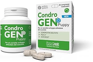 Innovet, Condrogen Puppy, per Articolazioni dei Cuccioli, Aiuta Lo Sviluppo Muscolo-Scheletrico, per Cuccioli di Taglia Grande, con PGA-m e Condroitin, 60 Compresse Masticabili