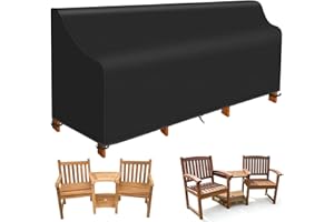 PATIO PLUS Outdoor Garden Loveseats Cover, Waterpoof Windproof Heavy Duty 420D Oxford Fabric, Suitable for 2 Seater Love Seat Patio Set L180/190cm*W80cm*H75/90cm Black