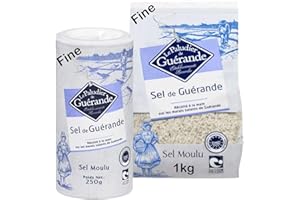 TURKEYMILK Celtic Sea Salt Bundle Including 1kg Fine Le Paludier Sel de Guerande and 250g Fine Le Paludier Sel de Guerande Shaker