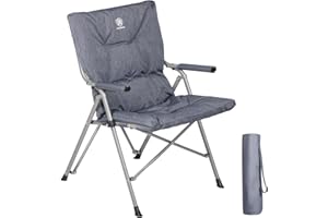 EVER ADVANCED Chaise de camping pour adultes, 6 cm, chaise pliante rembourrée pour personnes lourdes avec accoudoirs durs, chaise de jardin pliable, portable, plage, pêche, pique-nique, charge 120 kg