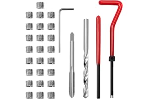 Zeeorymn Kit di riparazione filettatura M6, 30 pezzi, inserti filettati metrici + chiave + trapano elicoidale HSS + maschi a rete M6 | strumento completo per riparare filettature difettose