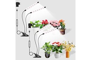 COKOLILA 2 piezas Lámpara de cultivo, 320 LEDs luz de espectro completo, 6500 K 660 nm para plantas de interior con 6/12/18H temporizador, 10 brillo, 3 modos, mejor para plantas pequeñas