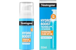 Neutrogena Hydro Boost Fluido Hidratante SPF 50 (1 x 50 ml), crema solar 50 de uso diario con ácido hialurónico y 2% niacinamida, protector solar hidratante de amplio espectro