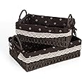 HOKIPO Environmental Friendly Paper Rope Wicker Storage Baskets with Handle, Pack of 2, Brown (AR-3907-CBR)