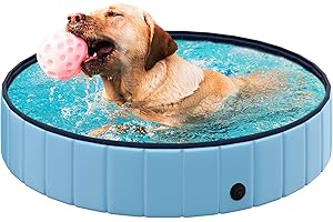 REXOO Hundepool Swimmingpool Hunde Pool Faltbar Hundebad Doggy Plantschbecken Becken Blau ø160 x 30 cm