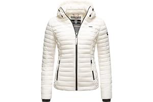 MARIKOO Damen leichte Übergangsjacke Steppjacke mit Kapuze Samtpfote XS-XXL