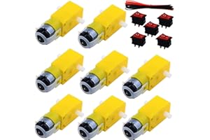 RUNCCI-YUN 8Pcs DC Mini Motore Elettrico,3V-6V TT Gear Motor con 5xInterruttore a Bilanciere + Filo Elettronico 1m doppio asse 1:48 per Arduino Robot per Auto Intelligente