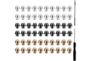 FUKAISU Lot de 60 Pieds Sac à Main avec Tournevis et Perforateur, Rivets Plats en Alliage pour Sac à Main Accessoires de Protection pour le Bricolage du Cuir