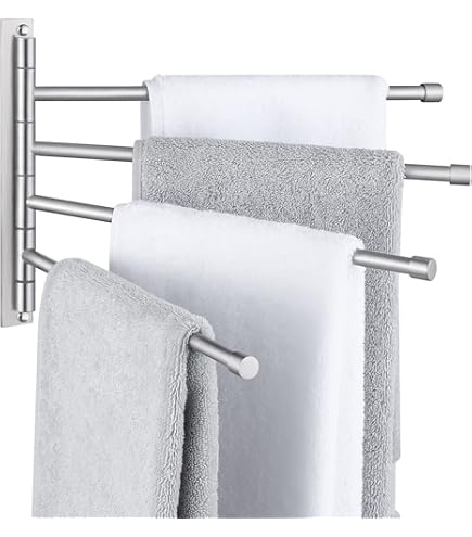 Porte-serviettes Pivotant 2 Bras Oscillants Salle De Bain Barre D’essuie-serviettes Murale