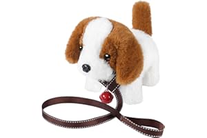 AYESY Hund Spielzeug Kinder, Interaktives Elektronisches Spielhund mit Leine der Läuft und Bellt, Kinderspielzeug Kuscheltier Geschenk für Jungen und Mädchen (Dunkelbraun)