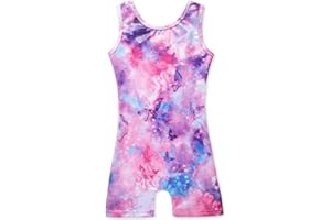 XiaoMoSha Gymnastics Leotards for Girls Gradient Color Sparkle Dance Leotard Sleeveless Leotards for Girls Athletic Ballet Dancewear for Kids Age 3-14 Years