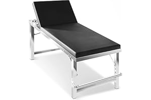 AIESI® Lettino per visita medica ignifugo in acciaio inox ad 1 snodo colore nero con portarotolo, Portata 150 Kg, Garanzia Italia 24 mesi