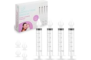Bluet B Baby - 4Uds Jeringa Lavado Nasal Bebes Silicona - Aspirador Nasal Saca Mocos para Bebes - Limpiador Nasal Bebe - Succionador Descongestionante Nasal 10ml - Reutilizable - 4 Boquillas Extra