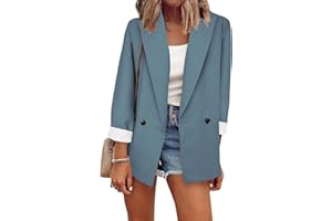 YMING Femmes Chic OL Affaires Blazer Manches Longues Boutons Manteau Affaires Couleur Unie Cardigan