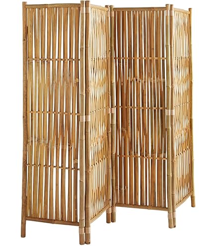 Paravent Beliani 3 Panneaux En Rotin Naturel Et Noir, Style Boho, 118x180 Cm