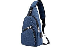TJSKLCV Sling Bags for Men, Mens Crossbody Bag with USB Charger Port Men's Handbag & Shoulder Bag, Waterproof Crossbody Bag Men Chest Bags for Hiking Camping Outdoor Indoor