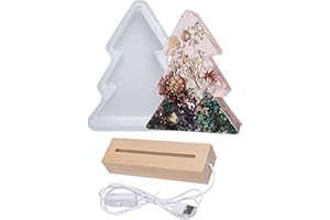 Yayatty Moule en Résine de Silicone de Forme D'arbre, Moules en Silicone Résine Epoxy DIY Lampes, Moule de Lampe en Résine Epoxy avec Base Eclairée pour Lampe de Table, Décoration