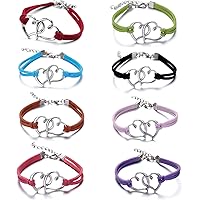 Cosswe Doppel Herzen Freundschaft Armbänder,8 Stück Handgemacht Geflochten Mädchen Armband Verstellbar Damen Freundschaftsarm