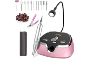 Nagelfräser Elektrische für Gelnägel 35000 u/min, YaFex 11 in 1 Elektrische Nagelfeile Maniküre Pediküre Set, Professionelle Nagelfräser mit Verriegelung, mit LCD Bildschirm und LED Lampe (Rosa)