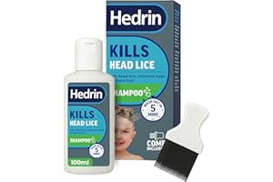Hedrin Head Lice Shampoo and Comb Kit, Kills Head Lice and Eggs in 5 Minutes, 4 Treatments, Clinically Tested, Suitable for Adults and Children, 100ml, (Formerly All-in-One - Packaging May Vary)