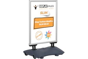 DISPLAY SALES Stop trottoir extérieur WindPro® SLIM | Chevalet trottoir au format DIN A1 | Panneau publicitaire extérieur A1 argent | Utilisable des deux côtés pour 2 affiche