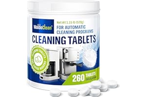 WOLDOCLEAN Pastilles de nettoyage pour machine à café - compatible avec Jura Delonghi Siemens Bosch Krups Melitta 260x tablette à 2 grammes