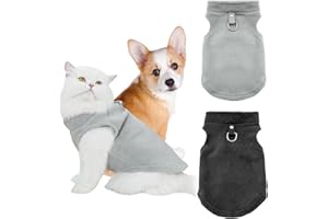 BRTNUP 2 sudaderas para perros pequeños, forro polar, abrigo para perros, ropa de invierno para perros pequeños, gatos, yorkie, chihuahua, gatito (gris negro, L)