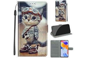 KENHONER Funda para Xiaomi Redmi Note 11 Pro 5G Carcasa, Case para Xiaomi Redmi Note 12 Pro 4G Funda Libro con Tapa Piel Case Flip Cuero,Cierre Magnético Antichoque - Gato