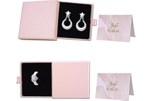 REALJOY 2 Pcs Jewelry Gift Box, Small Kraft Gift Boxes with Lids for Present, Square Cardboard Boxes for Jewellery Necklace Bracelet Earring Ring, 3.15 * 3.15 * 0.7inch (Pink)