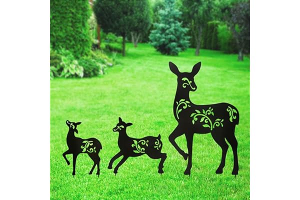 Lot de 3 piquets de Jardin décoratifs en métal, pour Cour, Jardin, pelouse, décorations extérieures pour Les Amoureux des cerf