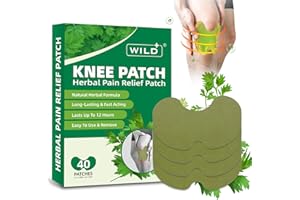 WILD+ Knee Pain Relief Patches, 40PCS Natural Knee Patch for Pain Relief, Wormwood Herbal Pain Relief Patches Heat Patches for Knee/Back/Neck/Shoulder/Joint Pain, Muscle Soreness
