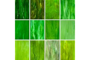 LITMIND Green Stained Glass Sheets - 12 Mixed Green Tiles, 4 x 6 Inch, Starter Kit for Adults