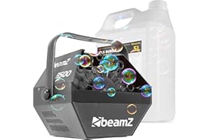 Beamz B500 Machine à Bulles Enfant/Mariage avec 5L de Liquide, Ventilateur Puissant, Bulles Taille Moyenne, Etrier de Fixation, Faible Consommation, Idéal en Intérieur comme en Extérieur