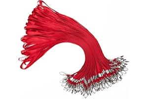 Segus Cordino Porta Badge da Collo, 50 Pezzi Portachiavi Lungo, Cordino Badge, con Gancio Girevole, per Porta Badge, Chiavi, Badge Portanome (Rosso)