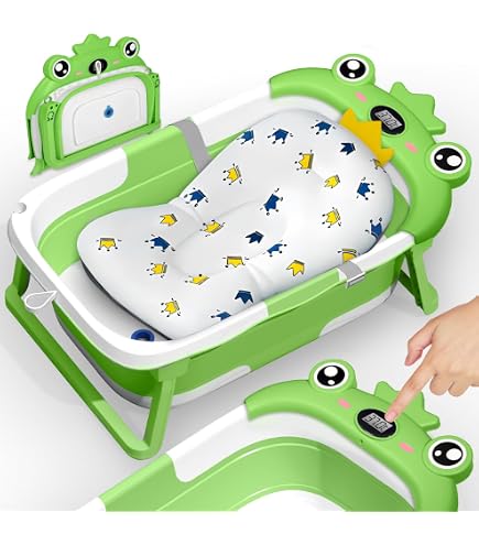 Vaschetta Bagnetto Neonato Pieghevole Con Indicatore Di Temperatura E Presa Per Doccia – Dimensioni 63x43x20 Cm, Per 0-36 Mesi, Antiscivolo