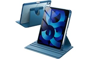 JETech Obrotowe Etui dla iPad Air 11 Cala M3/M2 (2025/2024), iPad Air 5/4 (2022/2020,10,9 Cala, 5e/4e) z Pencil Uchwyt, Obrotowa o 360 Stopni Stojaka Ochronnego Osłona Przejaśniać Tył (Niebieski)