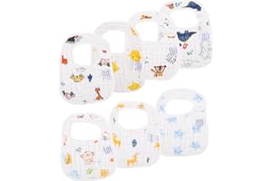 Toaren Lot de 7 Bavoir Imperméable Bébé,Coton Bavoirs Bébé Bavoirs Nouveau Bavoir Bébé,100% Coton avec Boutons,Drool Bib Etanche Né Soft Absorption Respirent,Motifs Unisexes pour Bébé 0 Mois à 36 Mois