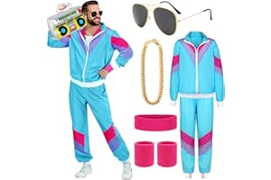 YADODO 90s 80s Fancy Dress Men Women with Accessories 80s Shell Suit 80s 90s Fancy Dress Costumes for Men Couples Stag Do Outfit Disco 80s Dress up Costume Hip Hop Retro Tracksuit Adult Jacket Trouser