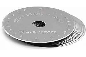 Falk & Berger® Lot de 10 lames de rechange SKS-7 de qualité supérieure pour cutter rotatif de 45 mm, cutter rotatif, coupe-tissu, lames rondes en acier trempé et allié.