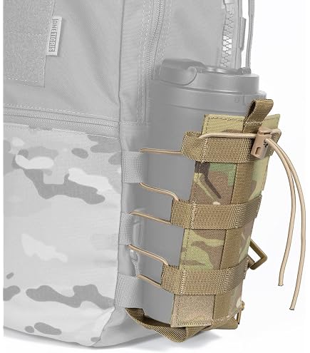 Porte-bidon Tactique Militaire – Nylon, Diamètre 7-15cm, Hauteur 21cm, Pour Randonnée, Camping, Noir