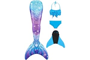 DNFUN Costume da Bagno da Bambina a Coda di Sirena, per Cosplay, per Il Nuoto, con Monopinna