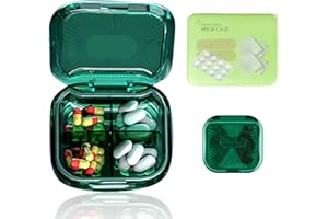 MAGIC SELECT Pastillero de Bolsillo Transparente, Caja de Pastillas con 4 Compartimentos – Tomas, Organizador Medicación de Plástico Grado Alimenticio