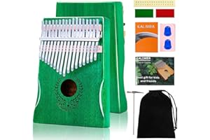 LAQULA Kalimba 17 Teclas Pulgar Piano - Piano de Dedo Mbira Sanza Instrumento Musical Profesional con Instrucción de Estudio Martillo de Afinación Regalo Para Niños Adultos