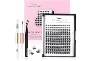 Glowing Win Naturali Ciglia Finte Ciuffetti Kit Extension Ciglia with pinzetta, lash bond and seal fai da te 144PCS Individual Cluster Lashes Set Mix8-16mm Professionale Singole Cat Eye Eyelashes