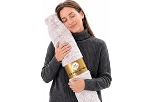 Iyxeo Extra lång varmvattenflaska med skydd UK – 75 x 13 cm gummi varmvattenflaska för nacke, axlar och ryggsmärtlindring, mj
