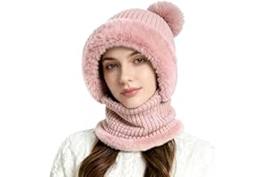 GENERIC 3 in 1 hat with scarf and mask,for Women's Outdoors Windproof Cold Resistant Winter Knitted Ski Scarf Mask Set.