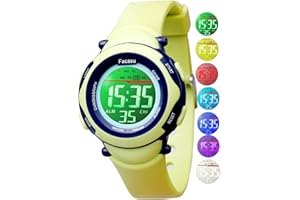 Facasu Kinderuhr Digital für Mädchen Jungen,wasserdichte Kinderuhr,Bunt Light,Outdoor Sport Armbanduhr Kinder, Einfaches Ablesen Einstellen der Uhrzeit mit Stoppwatch Alarm für Kinder