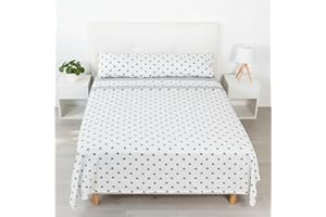 ETREXONLINE Conjunto de Sábanas Térmicas Pirineo 3 Piezas para Invierno - Microfibra Cepillada Premium, Incluye Sábana Bajera Ajustable, Encimera y Funda de Almohada - Color Circulo Gris, Cama de 150 x 190cm