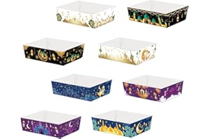 Fadcaer 24 Pcs Paper Food Serving Tray,Snack Trays paper Candy tray,Dessert Snacks Serving paper Plate,Ramadan Mubarak Eid Decorations,for Fries Hot Dogs Popcorn Lunch,candy